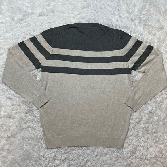 Britches Sweater Grey Beige Stripe Size Large Crewneck Pullover NEW - Picture 8 of 8